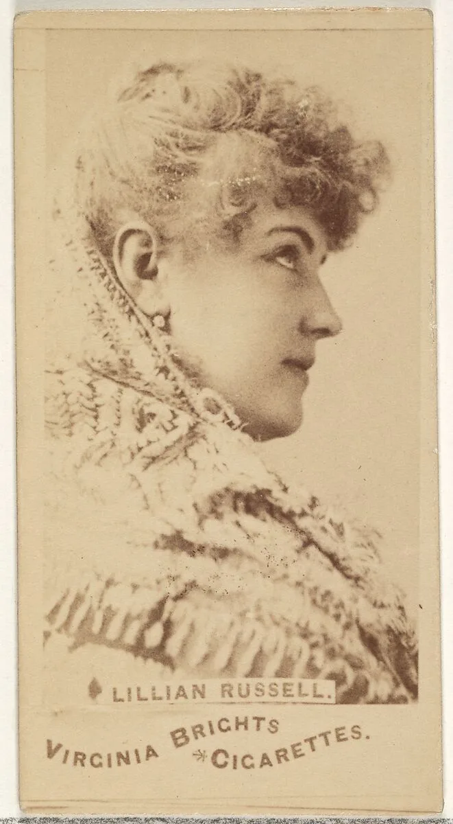 Lillian Russell, from the Actors and Actresses series (N45, Type 1) for Virginia Brights Cigarettes — Allen & Ginter
