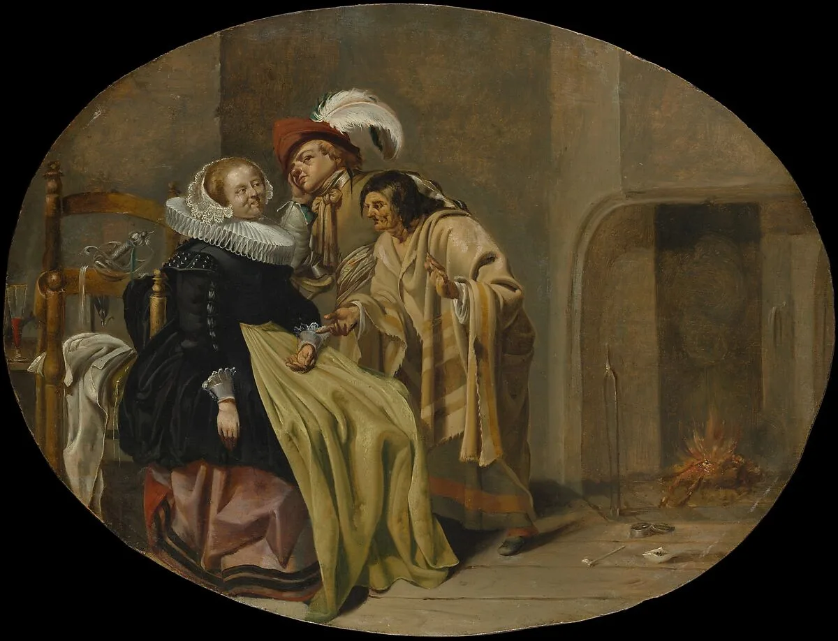 A Couple in an Interior with a Gypsy Fortune-Teller — Jacob Duck