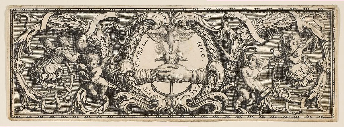 Frieze of Ornament with Clasped Hands and Anchor — Abraham Bosse