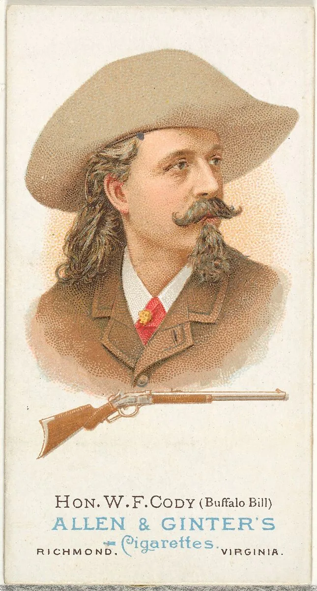 Hon. William Frederick Cody (Buffalo Bill), Rifle Shooter, from World's Champions, Series 1 (N28) for Allen & Ginter Cigarettes — Lindner, Eddy & Claus|Allen & Ginter