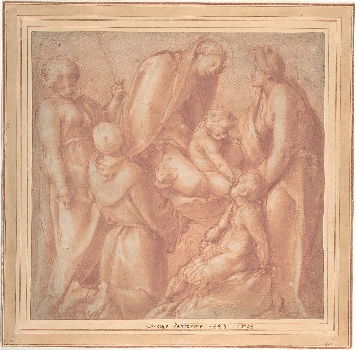 Virgin and Child with Saint Elizabeth, the Infant Baptist, Saint Anthony of Padua, and a Female Martyr — Jacopo da Pontormo (Jacopo Carucci)