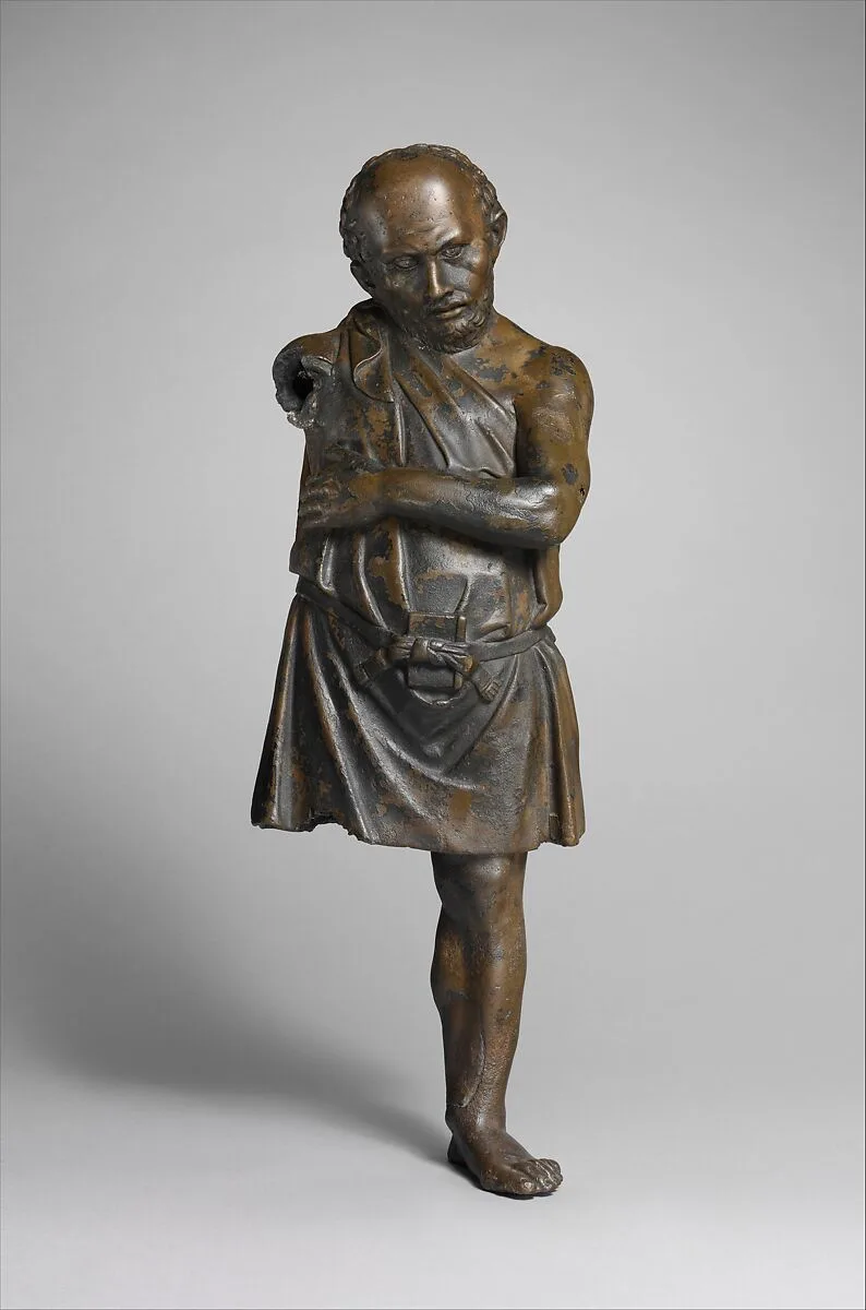 Bronze statuette of an artisan with silver eyes — Unknown