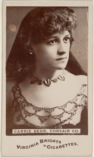Carrie Behr, Corsair Co., from the Actors and Actresses series (N45, Type 6) for Virginia Brights Cigarettes