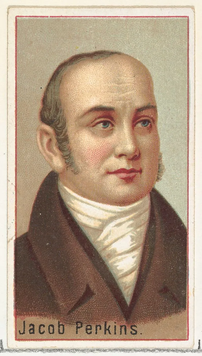 Jacob Perkins, printer's sample for the World's Inventors souvenir album (A25) for Allen & Ginter Cigarettes — Allen & Ginter
