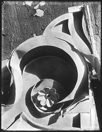 [Tin Relic with Rosette Motif, Photographed on Roof of 92 Fifth Avenue, New York City]