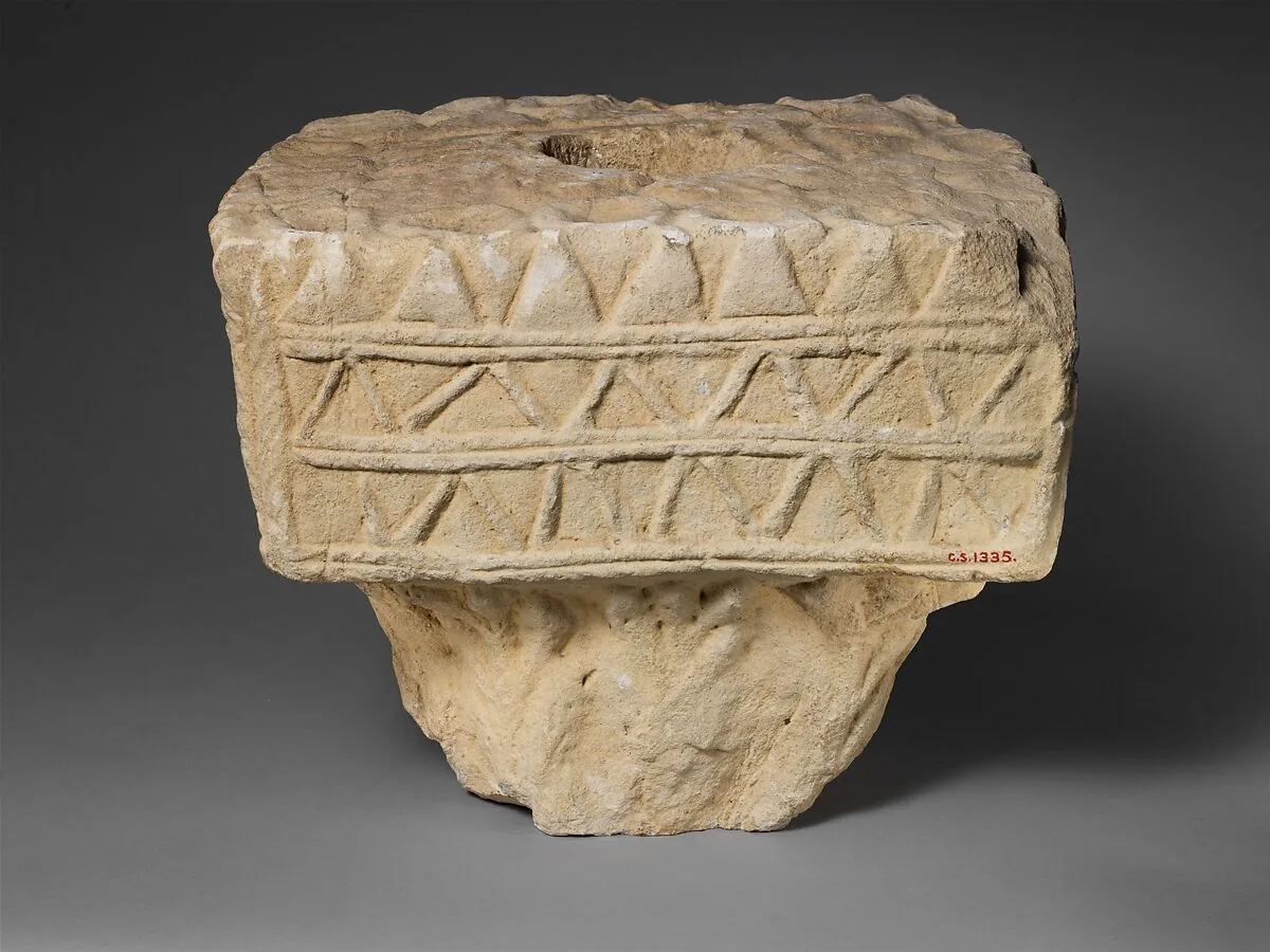 Limestone votive square capital — Unknown
