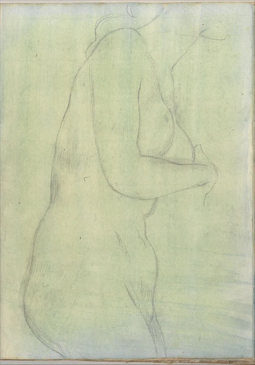 Sketch of a Female Nude Resembling the Medici Venus (Smaller Italian Sketchbook, leaf 20 recto) — Joseph Wright (Wright of Derby)