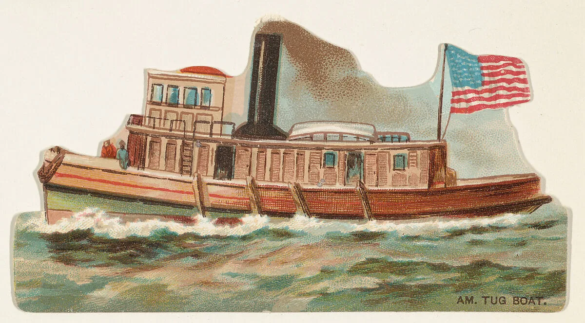 American Tugboat, from the Types of Vessels series (N139) issued by Duke Sons & Co. to promote Honest Long Cut Tobacco — Knapp & Company|W. Duke, Sons & Co.|Giles