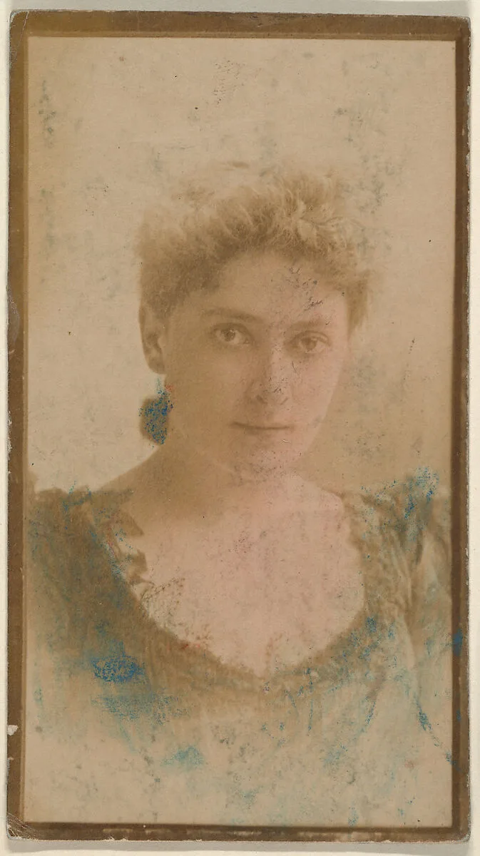 Actress wearing dress with dark bodice, from the Actresses series (N668) — Unknown