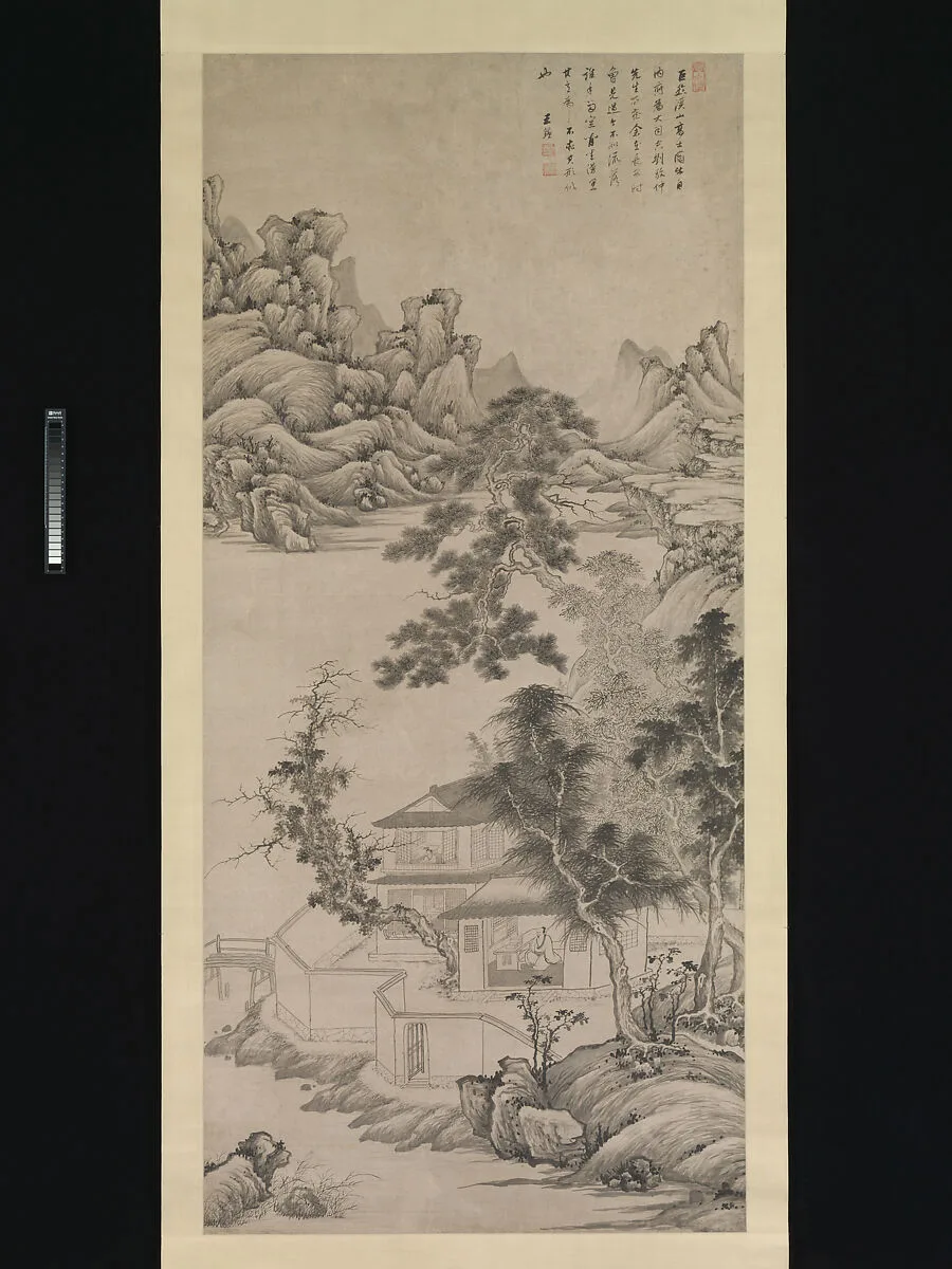 清 王鑑 倣巨然《溪山高士圖》 軸|Lofty Scholar among Streams and Mountains, in the manner of Juran — Wang Jian