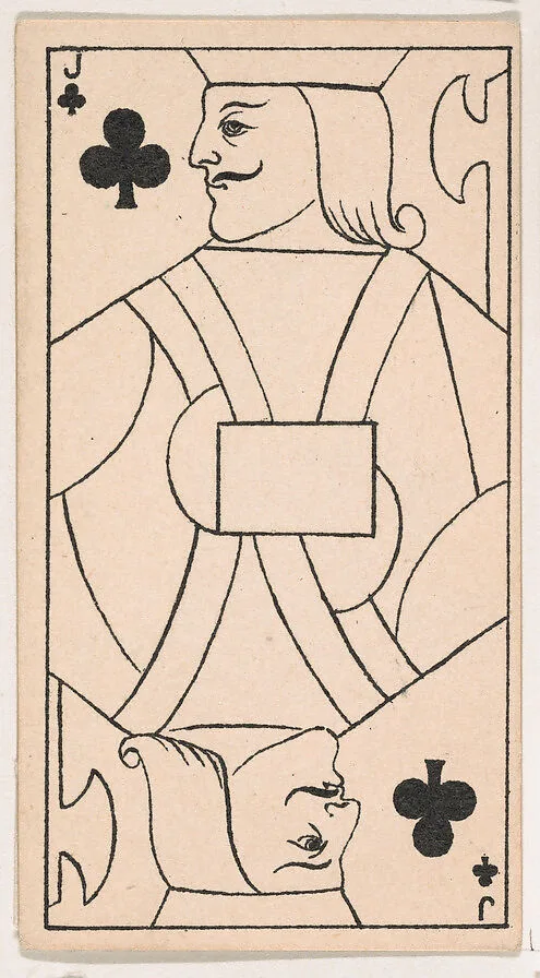 Jack of Clubs, from the Transparent Playing Cards series (N220) issued by Kinney Bros. — Kinney Brothers Tobacco Company