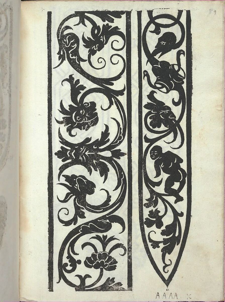 Libro quarto. De rechami per elquale se impara in diuersi modi lordine e il modo de recamare...Opera noua, page 9 (recto) — Alessandro Paganino