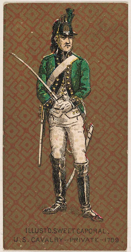 Private, Cavalry, United States Army, 1799, from the Military Series (N224) issued by Kinney Tobacco Company to promote Sweet Caporal Cigarettes — Kinney Brothers Tobacco Company