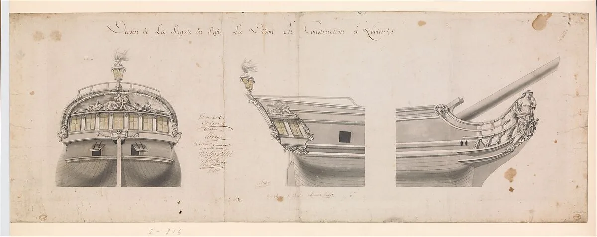 Design for the Frigate "La Didion" — Anonymous, French, 18th century
