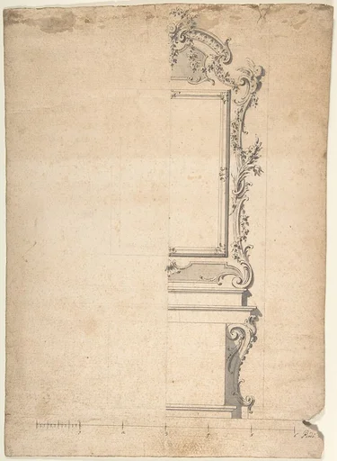 One Half of a Design for a Wall With a Panel or a Mirror.