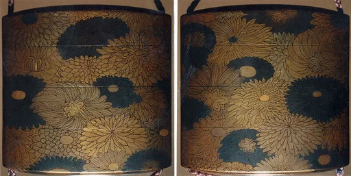 菊散蒔絵印籠|Inrō with Chrysanthemum Blossoms