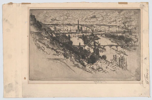 Rouen, from Bon Secours — Joseph Pennell