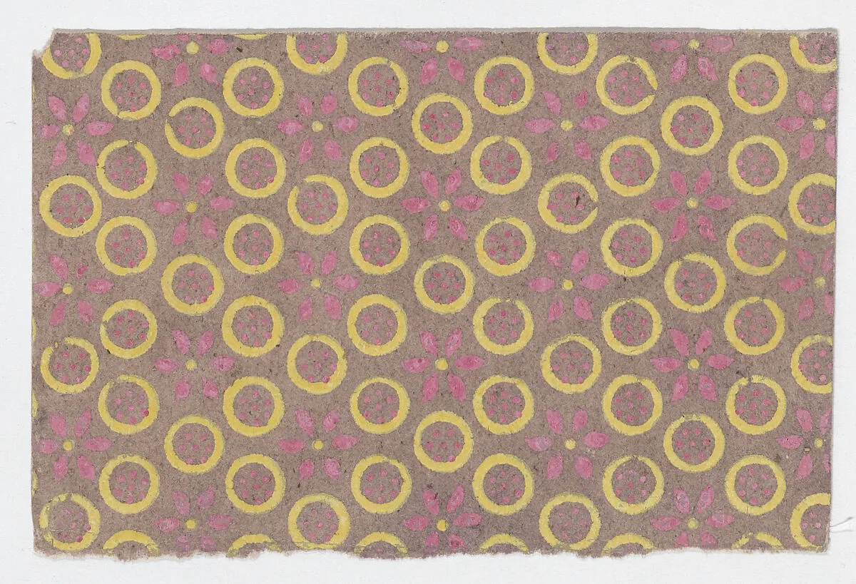Sheet with pattern of flowers and circles — Anonymous