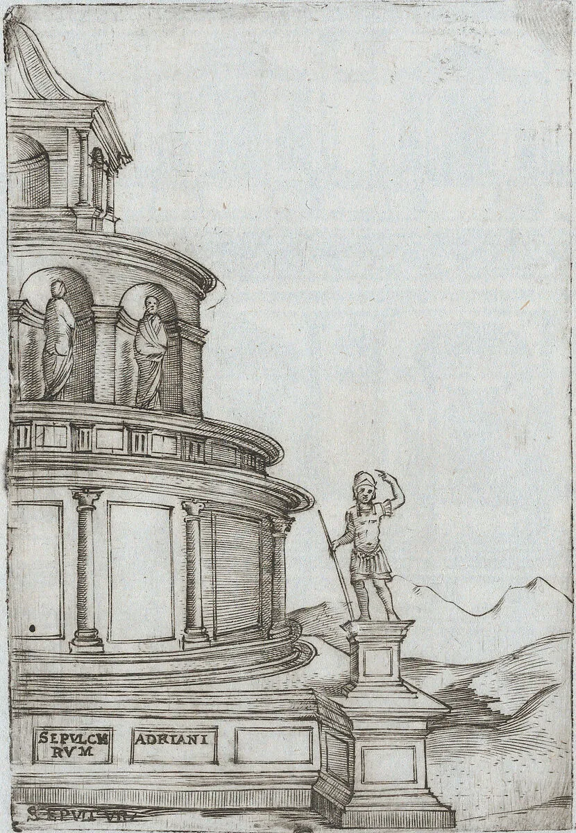Termae Deocletiani, from a Series of Prints depicting (reconstructed) Buildings from Roman Antiquity — Monogrammist G.A. & the Caltrop