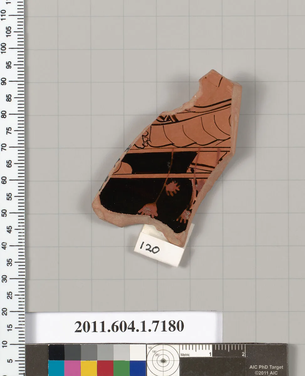 Terracotta fragment of a kylix (drinking cup) — Makron