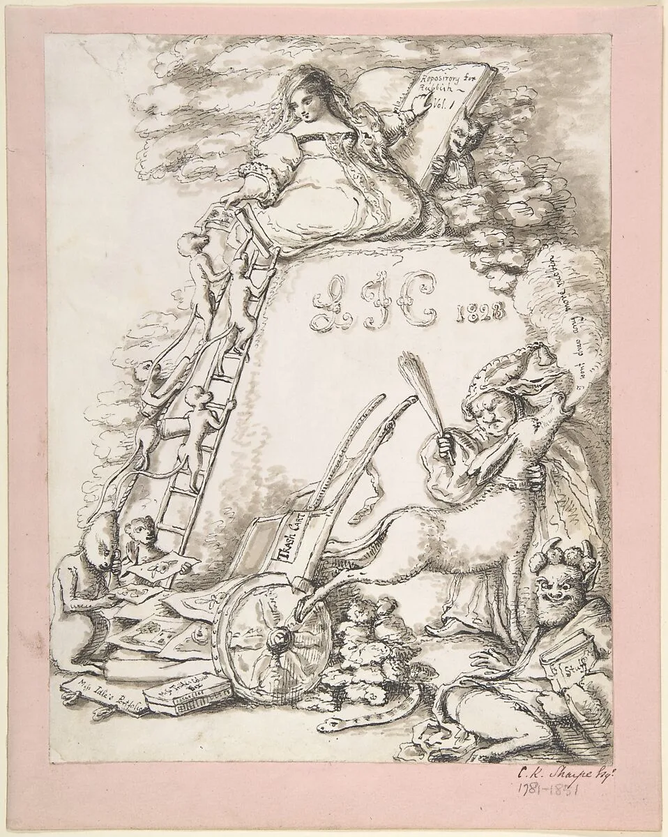 "Repository for Rubbish, vol. I, L.F.C 1828", Illustration for children's book — Charles Kirkpatrick Sharpe