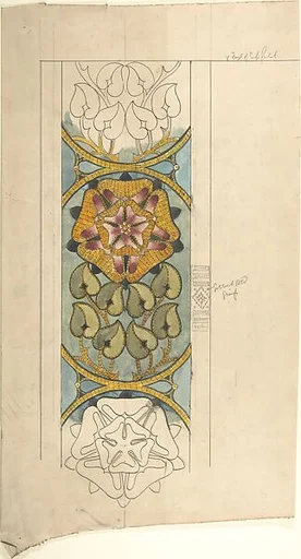 Design for Ecclesiastical Embroidery, Vertical Pattern with Tudor Rose