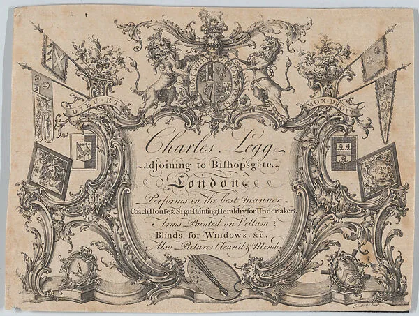 Trade card of Charles Legg, Coach, House and Sign Painting, Bishopsgate London — Charles Legg|Jeremiah Evans