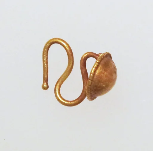 Earring-hook type with disc and beaded rim