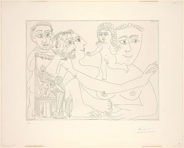 Figures with a Man in an Armchair Daydreaming about Love, from Suite 347 — Pablo Picasso|Aldo and Piero Crommelynck|Galerie Louise Leiris