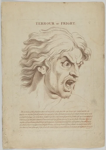 Terrour or Fright (from "Heads Representing the Various Passions of the Soul; as they are Expressed in the Human Countenance: Drawn by that Great Master Monsieur Le Brun")