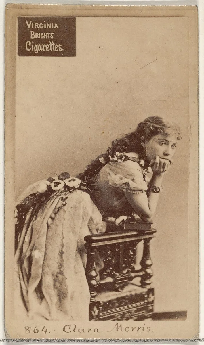 Card 864, Clara Morris, from the Actors and Actresses series (N45, Type 2) for Virginia Brights Cigarettes — Allen & Ginter