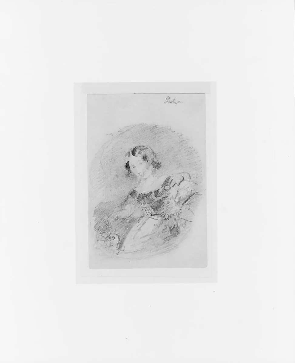 Girl with Rabbit (from McGuire Scrapbook) — Emanuel Leutze