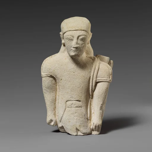 Limestone statuette of a “hunter” in Egyptianizing dress