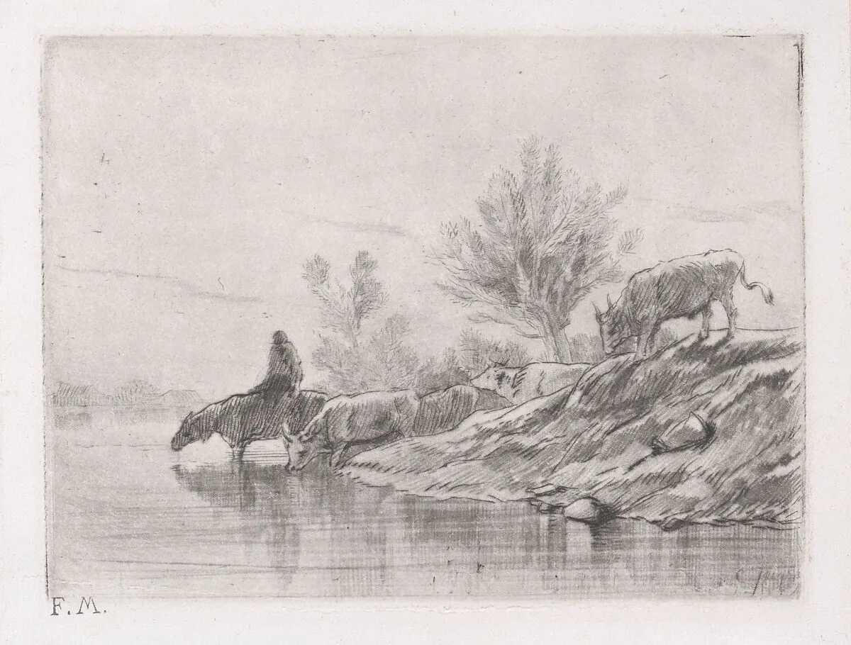 Landscape with Horses — Charles Jacque