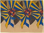 Horizontal Panel with a Pattern of Circles Emitting Blue and Yellow Rays — Anonymous, French, 20th century