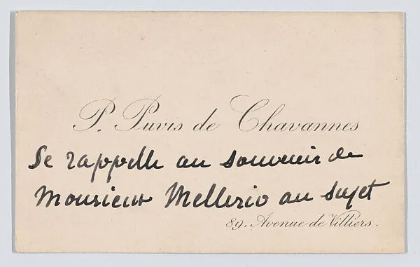 Pierre Puvis de Chavannes, calling card — Anonymous|Pierre Puvis de Chavannes