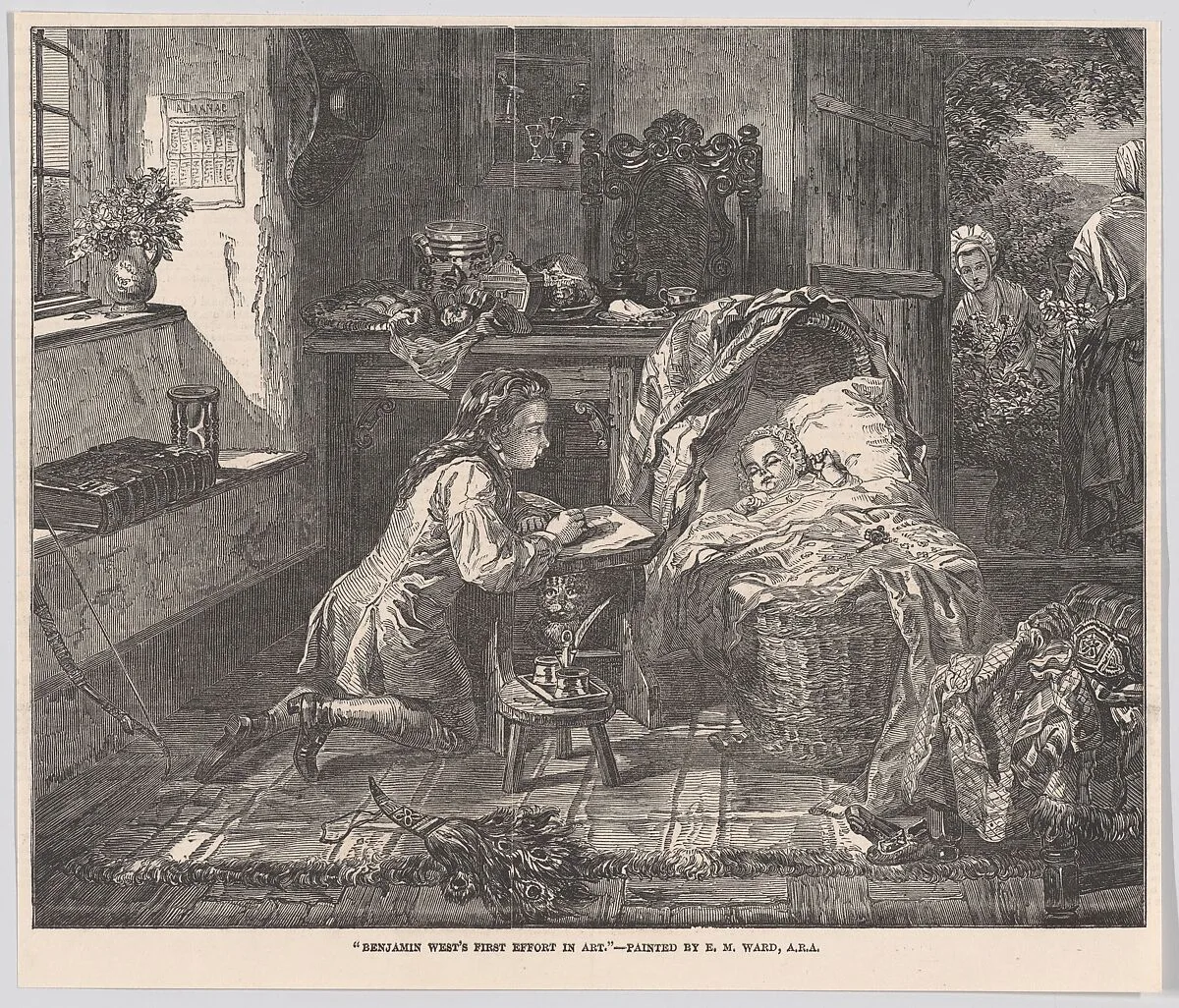 Benjamin West's First Effort in Art, from "Illustrated London News" — Benjamin West|Edward Matthew Ward