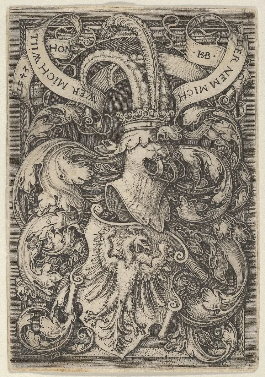 Coat of Arms with an Eagle Surrounded by Foliage — Sebald Beham