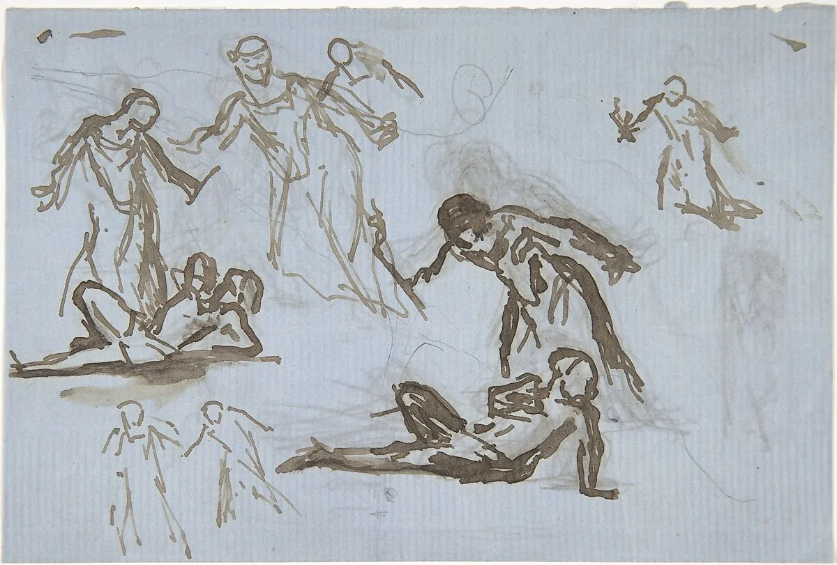 Sheet of figure studies — Narcisse-Virgile Diaz de la Peña