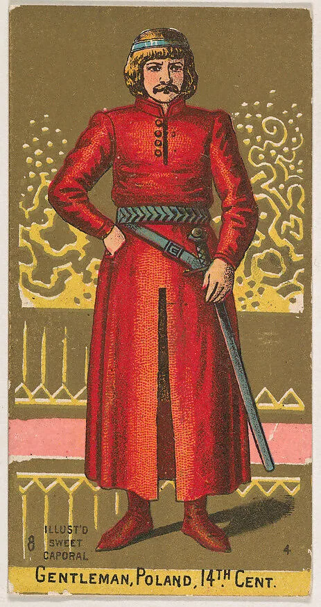 Gentleman, Poland, 14th Century, from the Military Series (N224) issued by Kinney Tobacco Company to promote Sweet Caporal Cigarettes — Kinney Brothers Tobacco Company