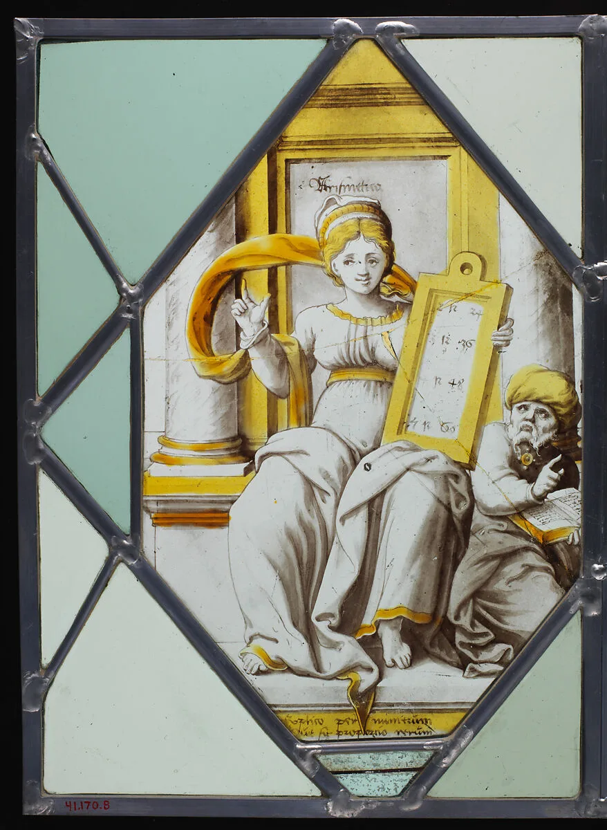 Figure of Arithmetic with Pythagoras (one of a pair) — Unknown