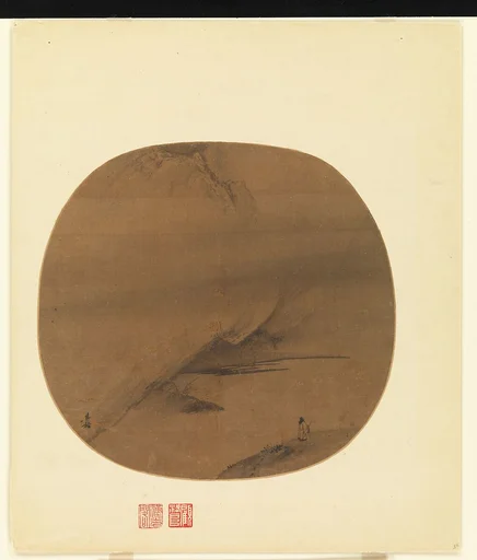 南宋 梁楷 澤畔行吟圖 團扇|Poet strolling by a marshy bank