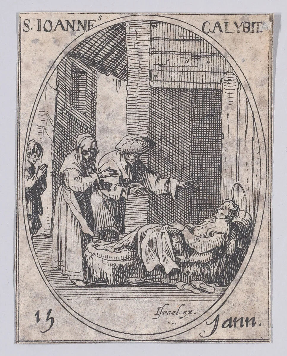 S. Jean Calybite (St. John Calabyte), January 15th, from "Les Images De Tous Les Saincts et Saintes de L'Année" (Images of All of the Saints and Feast Days of the Year) — Jacques Callot|Israël Henriet