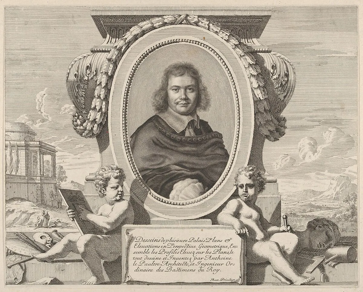 Portrait of Antoine Lepautre, from Les Oeuvres d'architecture d'Anthoine Le Paultre, Architecte ordinaire du Roy — Robert Nanteuil
