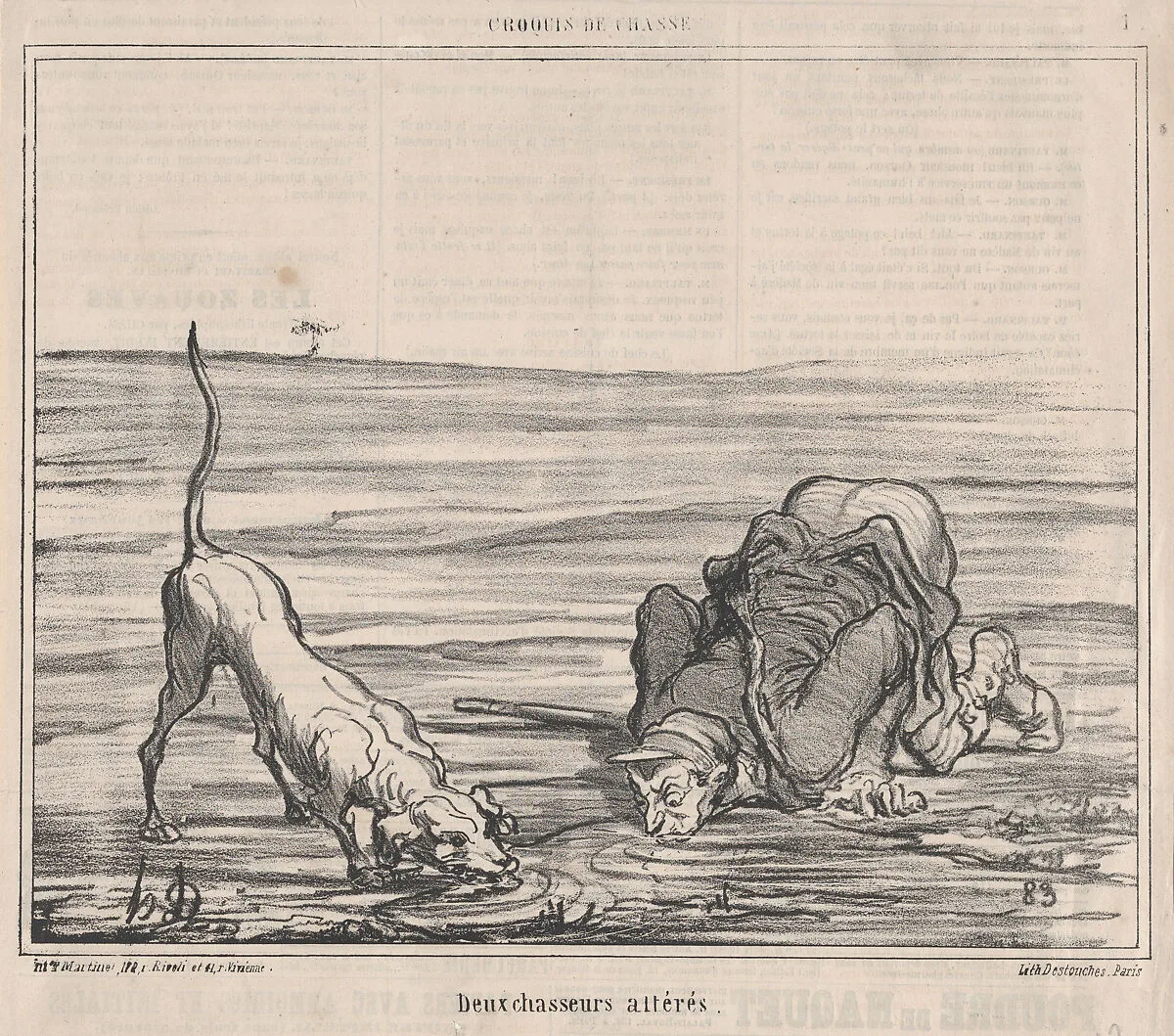 Deux chasseurs altérés, from Croquis de Chasse, published in Le Charivari, September 20, 1859 — Destouches|Honoré Daumier|Aaron Martinet