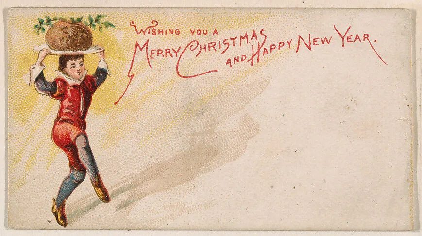 Wishing You a Merry Christmas and Happy New Year, from the New Years 1890 series (N227) issued by Kinney Bros. — Kinney Brothers Tobacco Company
