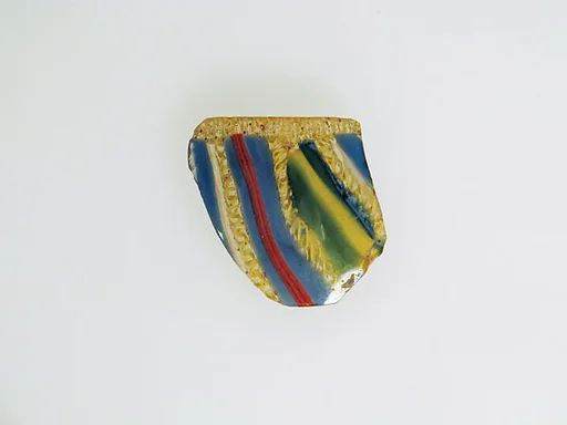 Glass striped mosaic bowl fragment
