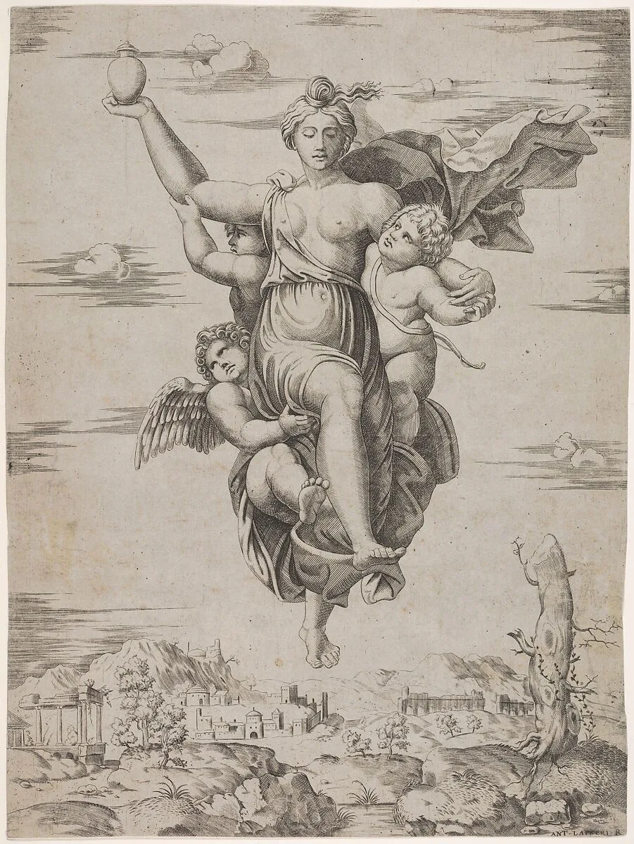"Psyche Carrying Waters of the Styx" (from the Farnesina frescoes) — Marcantonio Raimondi|Antonio Lafreri