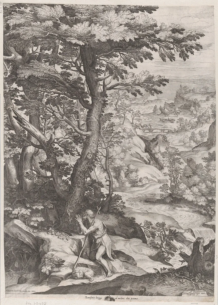 St John the Baptist in the Wilderness — Cornelis Cort|Girolamo Muziano|Bonifazio Breggio