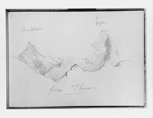 Schreckhorn and Eiger from Thun (from Switzerland 1870 Sketchbook)